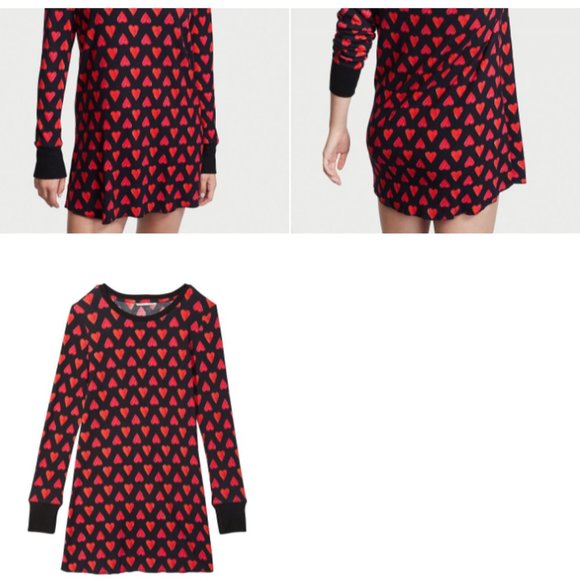 Hearts ❤️ VS XL Thermal Sleepshirt Black Heart Perfect for Valentine’s Day NWT - Picture 4 of 15